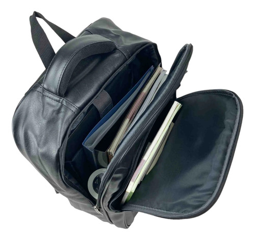 Mochila Executiva Notebook Couro Ecológico Santino San200u01 Cor Preta