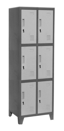 Lockers Metálico 2 Cuerpos 6 Puertas