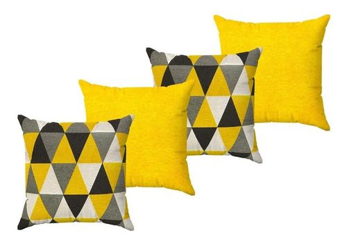 Kit Capa De Almofada 40x40 Decorativa Lisa Geométrica Luxo Cor Kit Amarelo