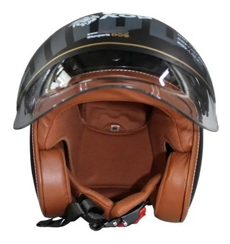 Casco Kov Classic Chopper Negro Abierto Con Mica Burbuja Dot Tamaño del casco L (59-60cm)