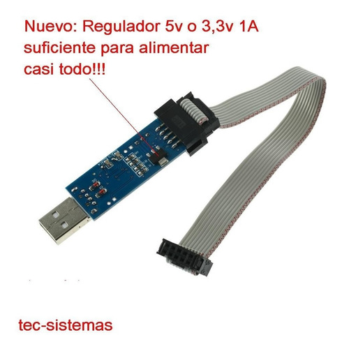 Programador Usbasp Usbisp 3v Ó 5v Atmel Atmega Arduino Recto