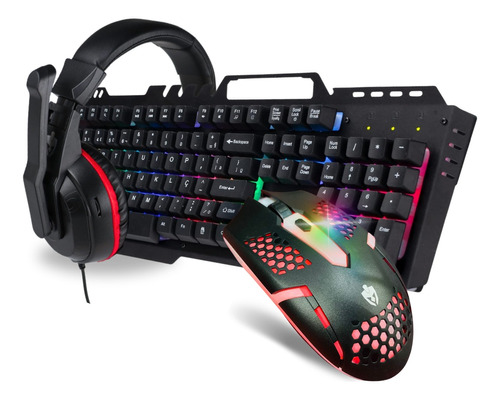 Combo Gamer Periféricos Teclado Mouse Rgb Headset Kit Gamer