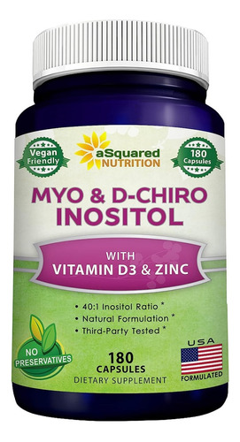 Suplemento Myo-inositol & D-chiro 180caps Vitamina D3 Zinc