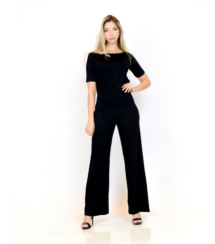 Conjunto Moletinho Feminino Elegante Calça Pantalona Luxo