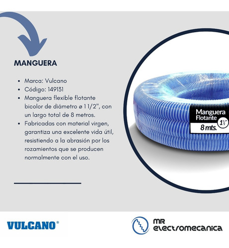 Imagen 6 de 10 de Kit Limpieza Vulcano: Limpiafondo + Manguera X 8 Mt + Acople