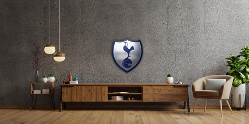 Cuadro Escudo Tottenham Acrílico Espejo Plata 36 X 30 Cm