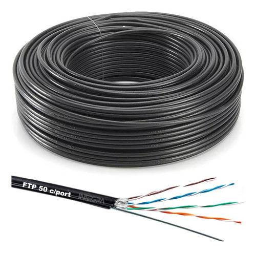 Cable Ftp Portante Acero 50m 50mts 5e Exterior 100% Cobre