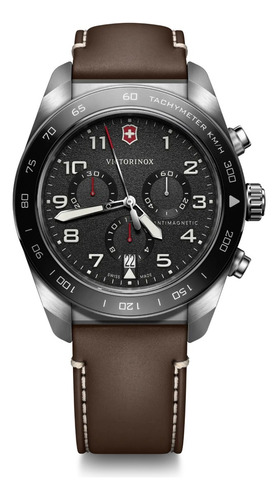 Victorinox, Reloj, Swiss Army Chronograph, 42 Mm Café Plata Negro