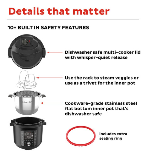 Pote Multicocina Instant Pot Pro, 8 Litros, 10 En 1, Con 800