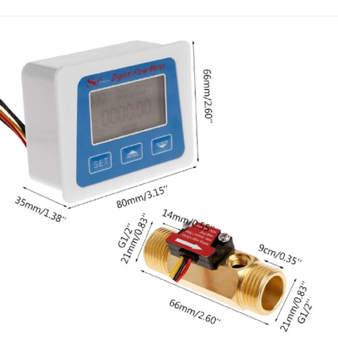 Sensor De Fluxo De Água Digital Medidor De Vazão E Temperatu
