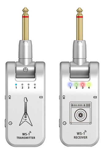 . Transmisor Y Receptor De De Guitarra 2.4g Recargable Plata