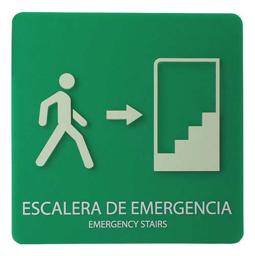 Letreros Protección Civil Premium Acrílico 16x16cms Escalera De Emergencia Derecha