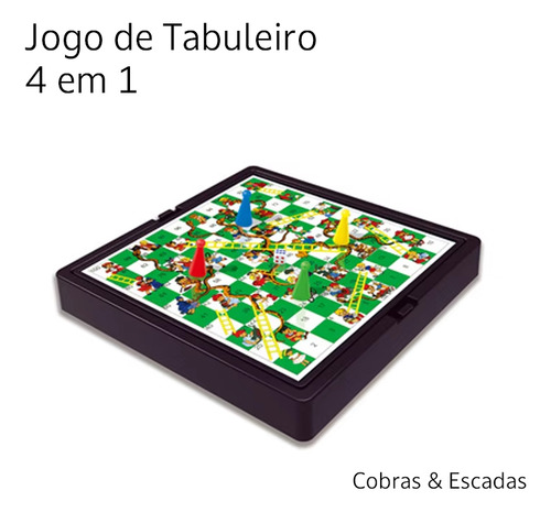 Jogo De Tabuleiro 4 Em 1 - Xadrez, Dama, Ludo E Escada