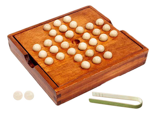 Juego De Mesa Solitario De Madera Con 32 Clavijas, Ajedrez