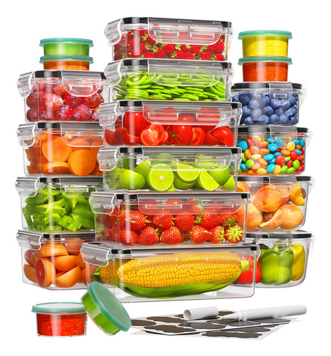 Recipientes De Almacenamiento De Alimentos 40 Piezas Sin Bpa