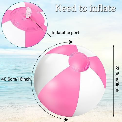 Whaline 3 Piezas Rosa Y Blanco Inflable Pelota De Playa 16 P