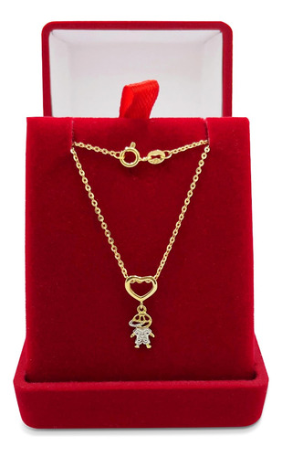 Colar Com Pingente Criança De Ouro 18k Bailarina 40cm Cor Menino