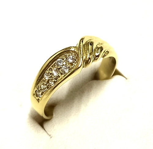 Anillo Dama Oro 18k Sellado. Circonias Hermoso! Impecable!