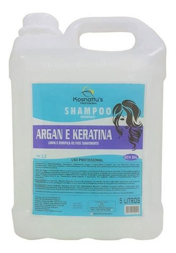  Shampoo Hid. Argan E Keratina 5lt Kosnattu's Profissional