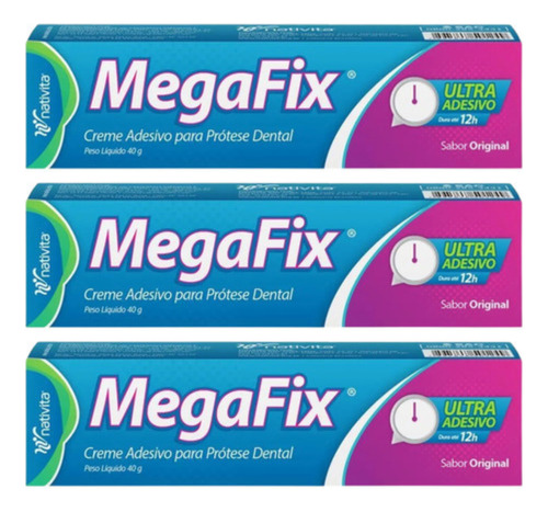 Kit Megafix 68g Fixador De Dentadura Fixação Por 12 Horas Fragrância Neutra