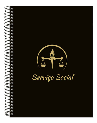 Caderno Universitário Profissões Preto E Gold 15 Matérias Cor Serviço Social