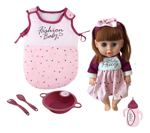 Muñeca Con Saquito De Dormir Hace Pipi, Sonido + Accesorios