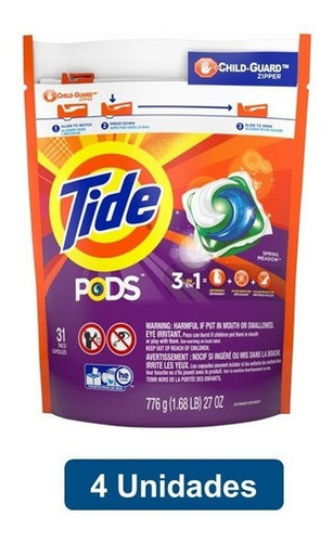 Detergente De Ropa Concentrado Capsulas 3en1 31 Pods X4 Tide