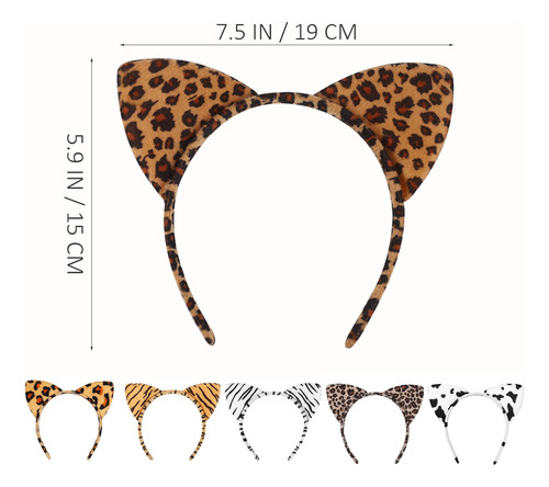 6 Diademas Lurrose Con Orejas De Gato, Pelo De Felpa Con For