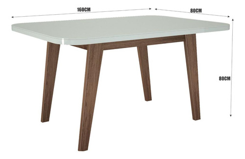 Sala De Jantar 160x80 Alba Amêndoa Bom Pastor 6 Cadeiras