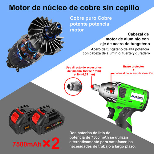 Kit Llave De Impacto Inalambrico Pistola Taladro Recargable