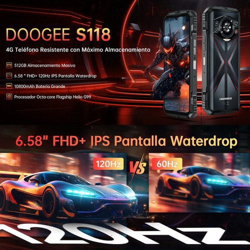 Smartphone Doogee S118 20gb(8+12) Ram 512g Rom Teléfono Resistente 10800mah/33w Fast Charging/fingerprint/gyroscope/android 14/nfc