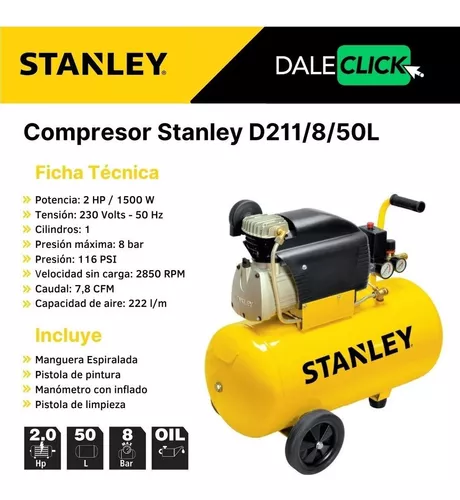 Kit Compresor Aire 50 Litros Stanley Fcdv404stc506 2hp Csi