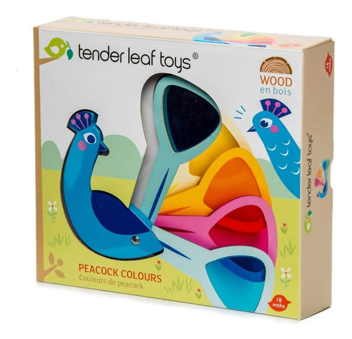 Tender Leaf Toys Pavo Real Colores Juguete Madera Niños 