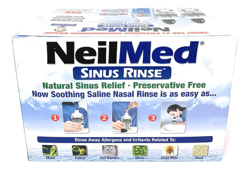 Neilmed Sinus Rinse 2 Frascos 240ml + 1 Spray 75ml + 250 Pct Cor Branco