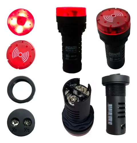 Sinalizador Buzzer Sonoro Vermelho 220v Bz20-2l-r Metaltex