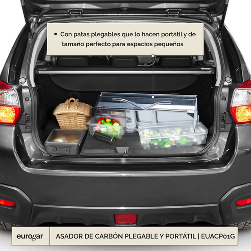 Eurogar Asador De Carbón Plegable Y Portátil Euacp01g