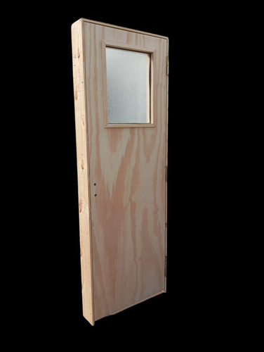 Puerta Placa Pino Js 0,90x2,00 Mts Marco Madera Vidriada