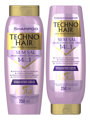 Shampoo Gota Dourada Techno Hair Desamarelador en garrafa de 250mL