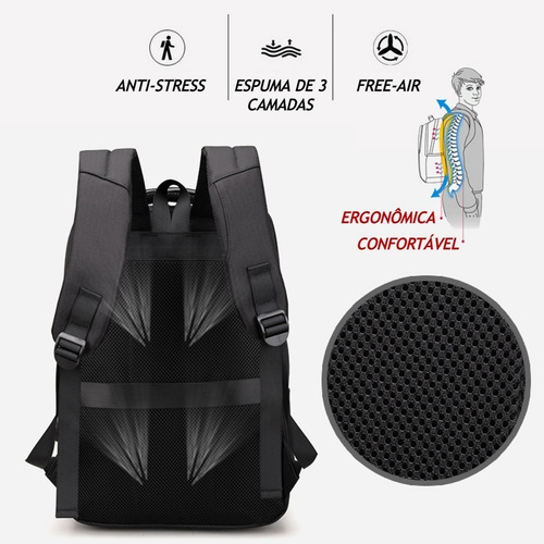 Bolsa Masculina Impermeável Detalhes Couro Pu Laptop Entrada Usb Compatível com Notebooks Dell Acer HP Lenovo Macbook Pro Air M1 M2 M3 Faculdade Universidade Escola Executiva Trabalho 15.6 Polegadas