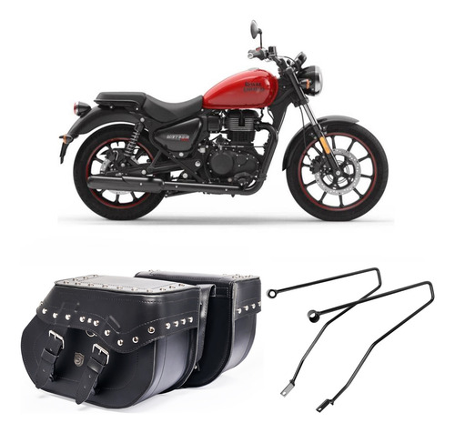 Bolsa Custom Alforge 30l Cravo + Afastador Moto Meteor 350