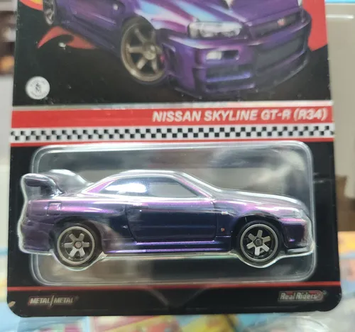 Hot Wheels 1/64 Rlc Nissan Skyline Gt-r R34 Roxo Cor Índigo Hot Wheels 1/64 Rlc Nissan Skyline Gt-r R34 Roxo Cor Índigo