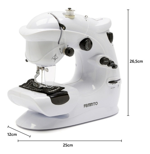 Imagen 4 de 9 de Máquina De Coser Recta Femmto Hlt7 Portable Blanca 220v