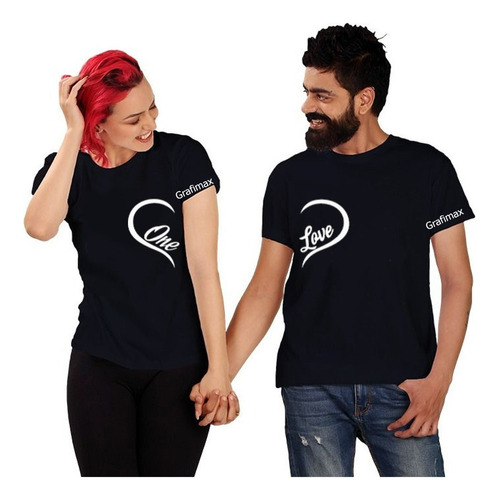 Polera Pareja Novios Duos One Love Corazones Grafimax