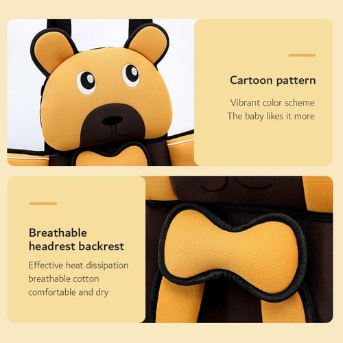 Autoasiento Portátil Con Forma De Oso Para Bebés De 1-9 Años Puro Amarillo