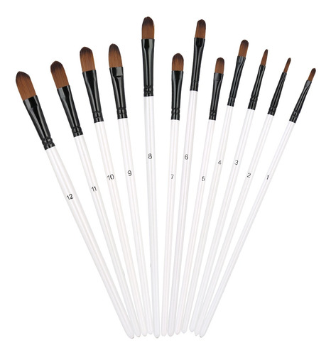 Juego De Pinceles Pearl White Artist, 12 Brochas De Nailon P