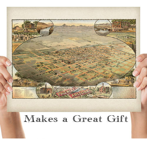 1885 Phoenix Arizona Mapa - 11 X 14 Sin Marco Arte Impresio