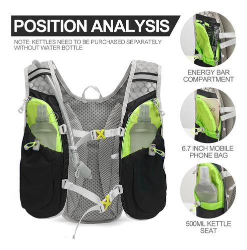 Mochila De Hidratación 1.5l Ligera Para Correr Y Senderismo