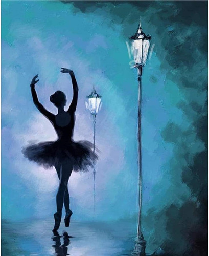 1 Diy 5d Bailarinas De Ballet Bajo Farolas Pintura De