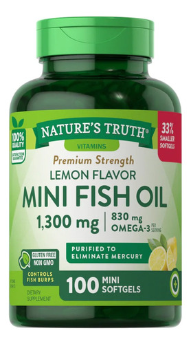 Omega 3 Mini Fish Oil 1300 Mg - Limón - 100 Cápsulas Blandas