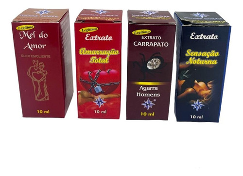 Kit Com 4 Óleos Atrativos Para Atração Total 10 Ml Cada